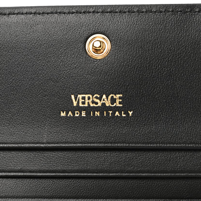Versace Grained Calfskin Medusa Zip Card Holder Wallet Black 7 of 7