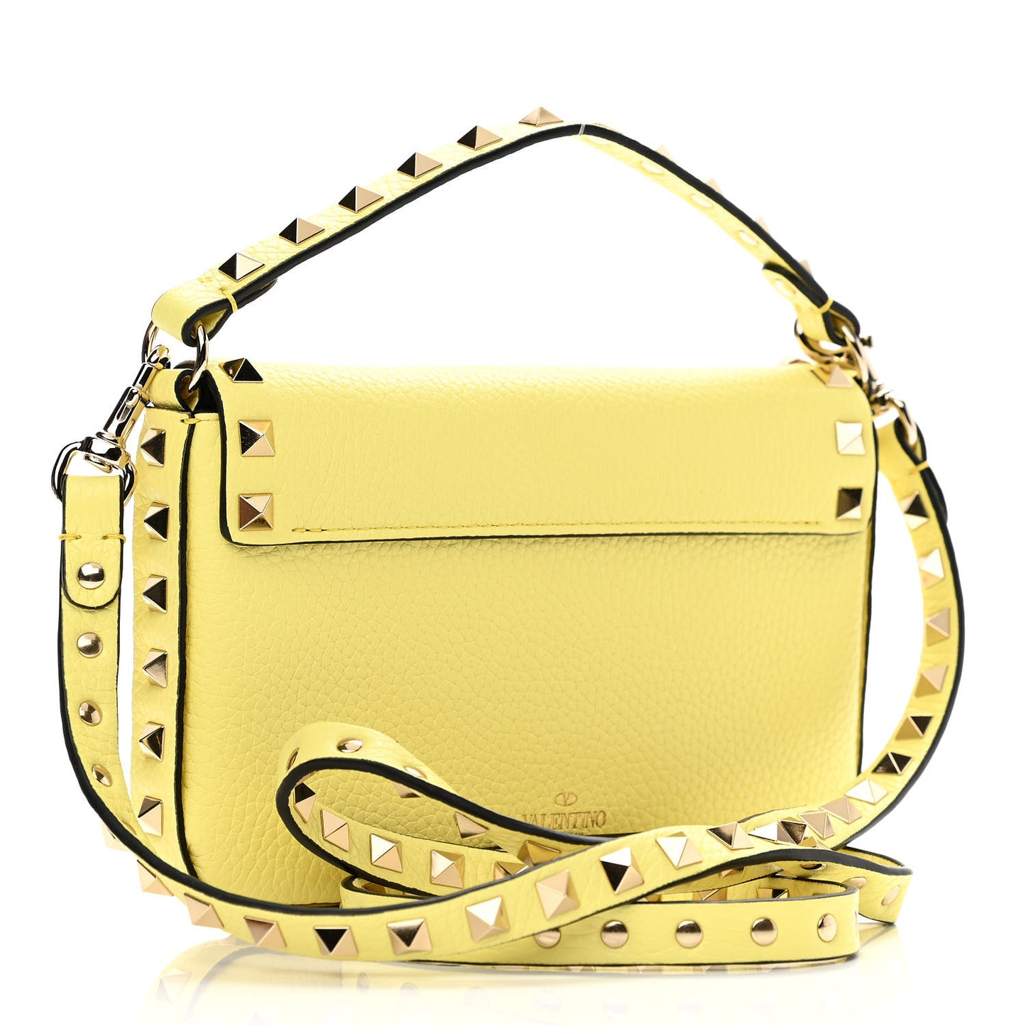 Grainy Calfskin Rockstud Crossbody Pouch Lime Sorbet