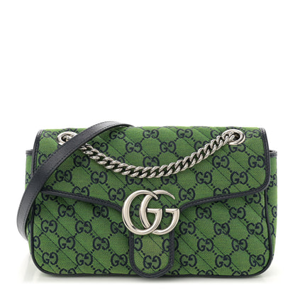 Gucci Monogram Multicolor Matelasse Diagonal Small GG Marmont Shoulder Bag Green Blue 1 of 10