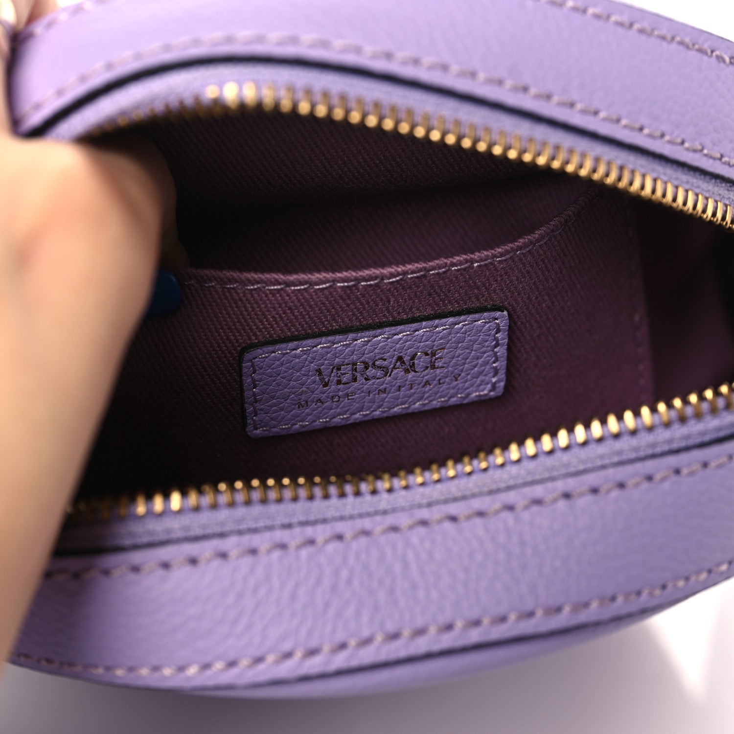 Versace Calfskin La Medusa Round Camera Bag Lilac 6 of 6