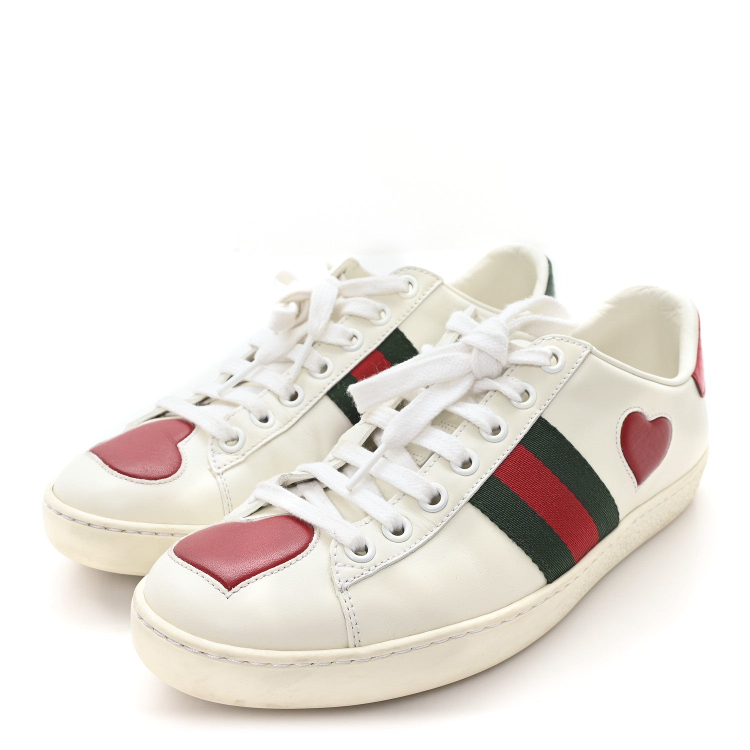 Gucci Calfskin Web Heart Embroidered Womens Ace Sneakers 36 White 4 of 11