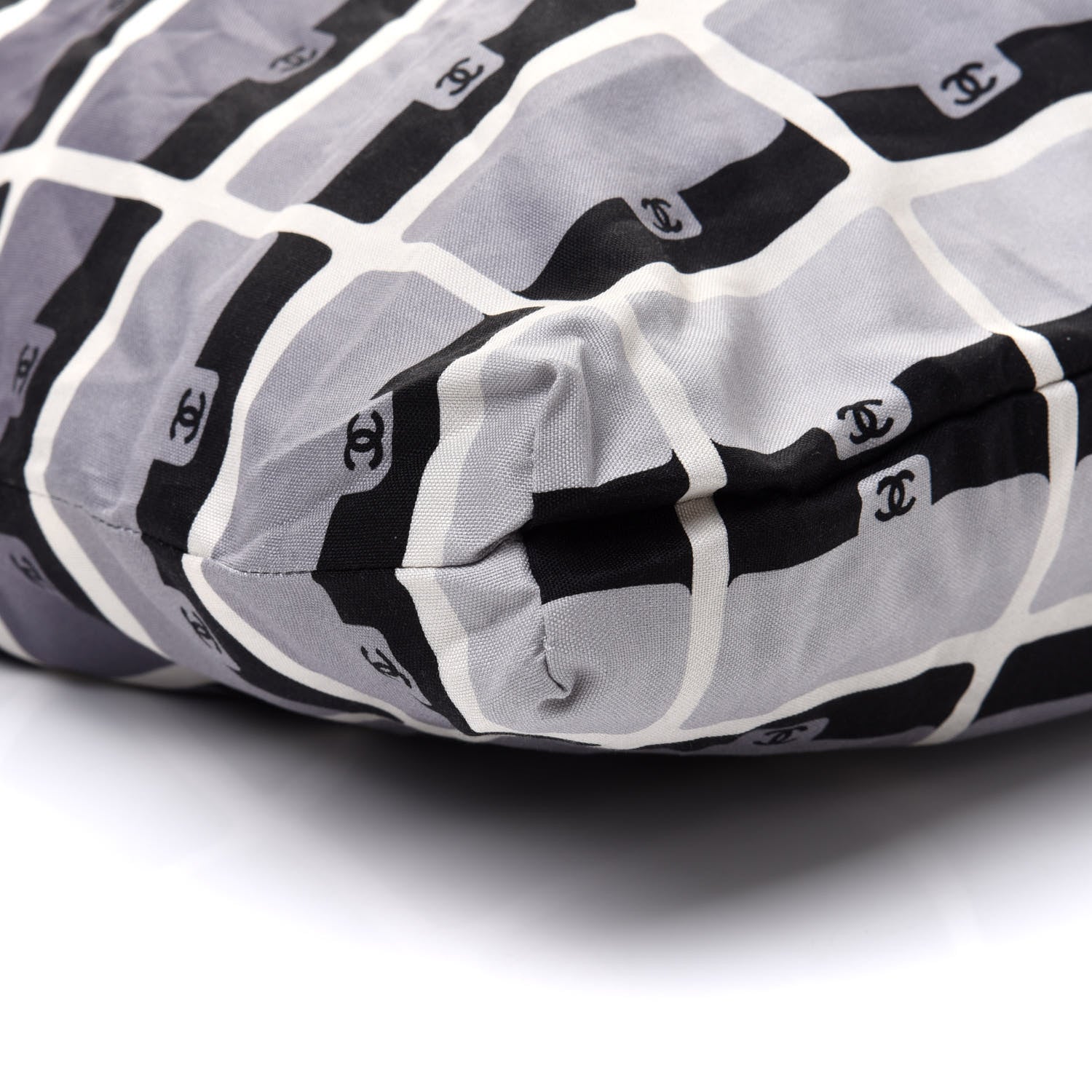 Chanel Jersey Fabric Quilted Foldable Tote With Chain Black Multicolor 11 of 13