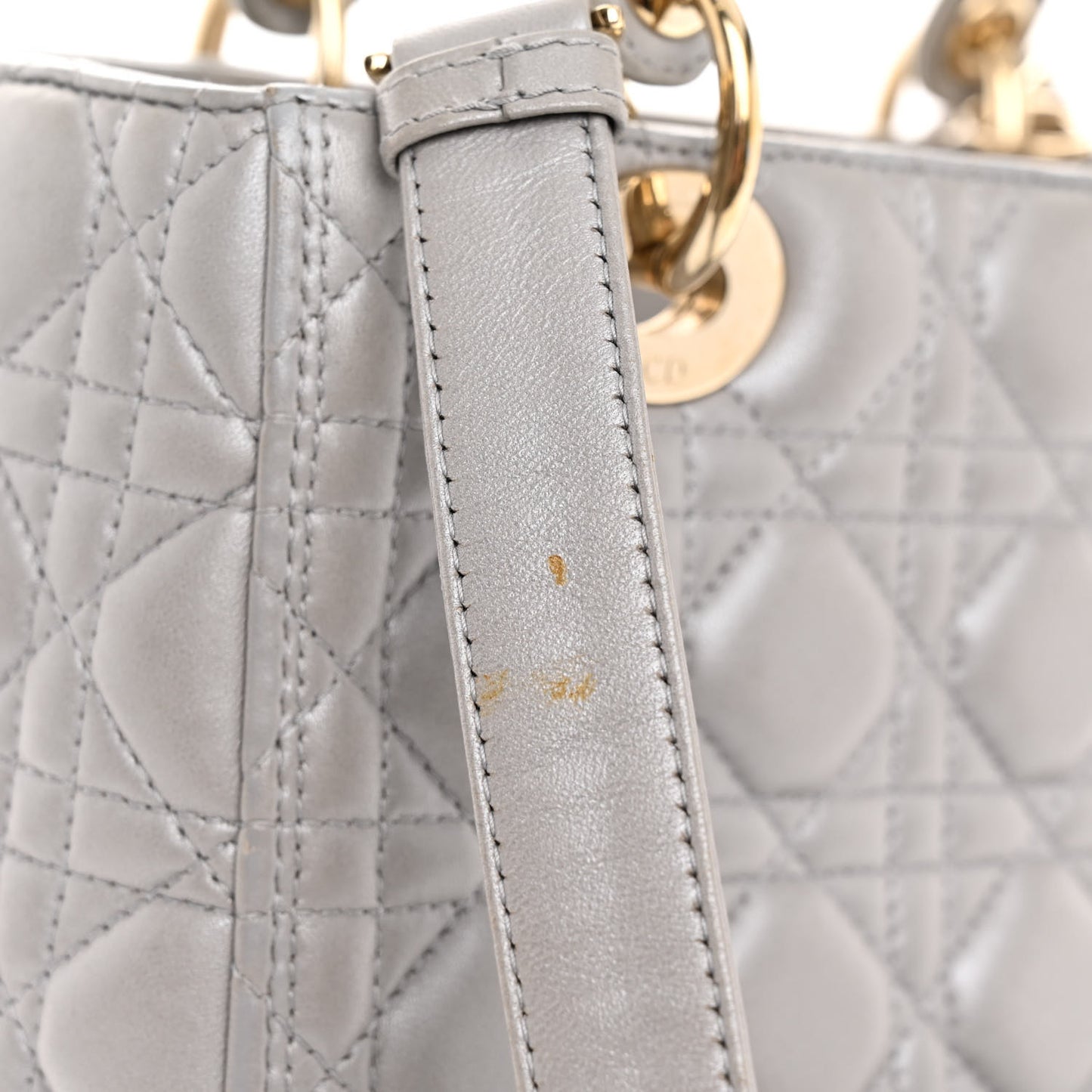 Pearly Lambskin Cannage Medium Lady Dior Grey