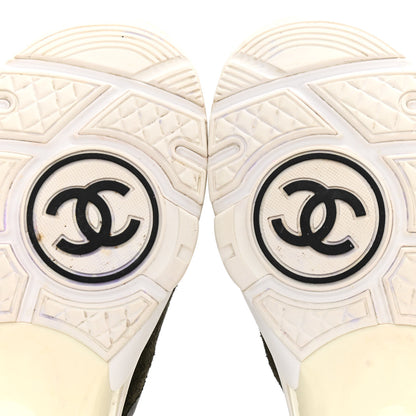 Chanel Fabric Calfskin Suede CC Womens Sneakers 36 Dark Green 8 of 12