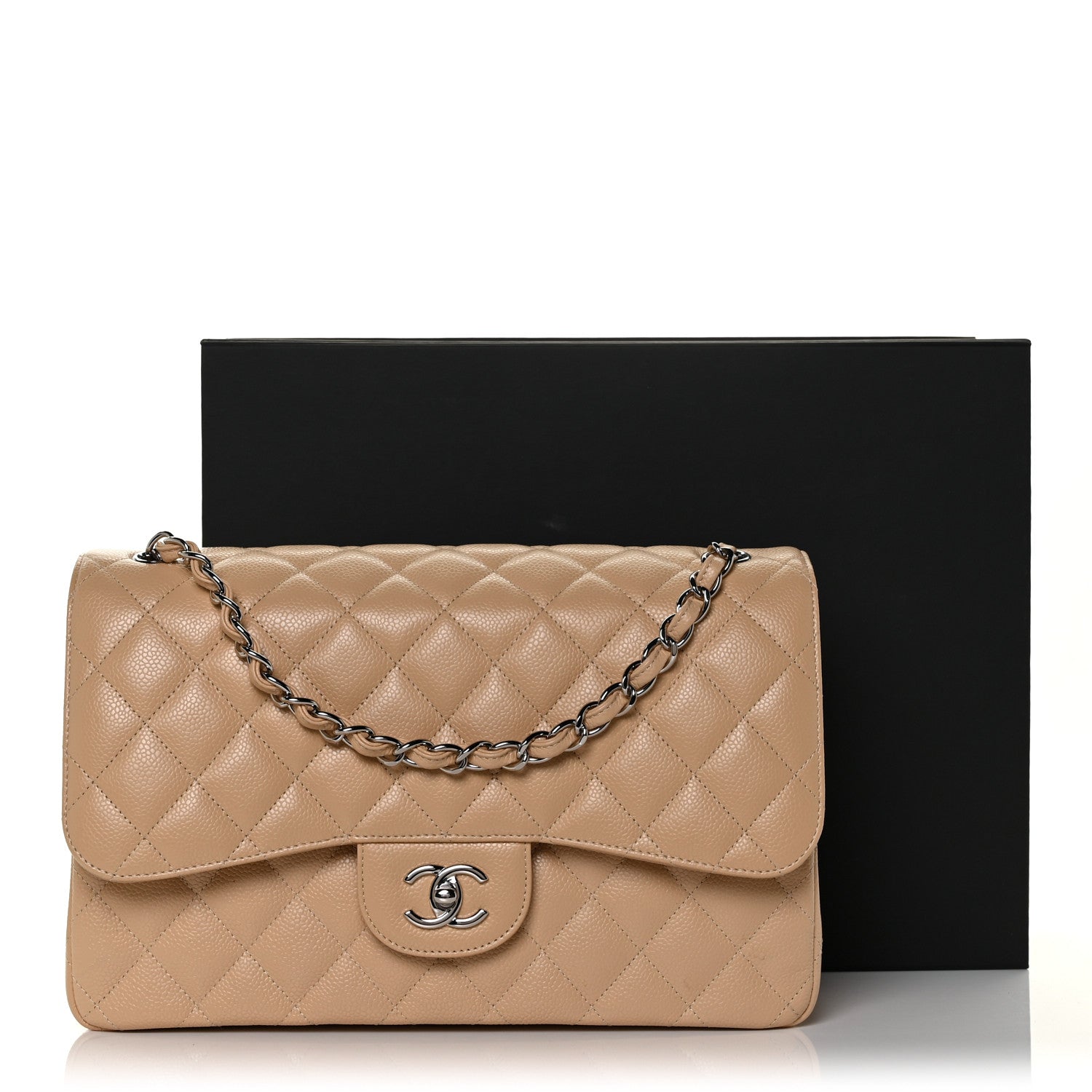 Chanel Caviar Quilted Jumbo Double Flap Beige 12 of 12