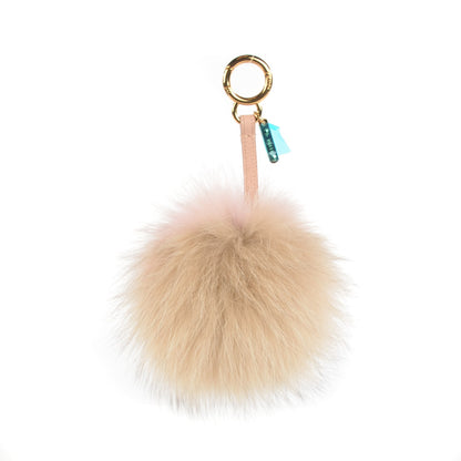 Fendi Fox Fur Pom Pom Bag Charm Beige Light Pink Camel 1 of 7