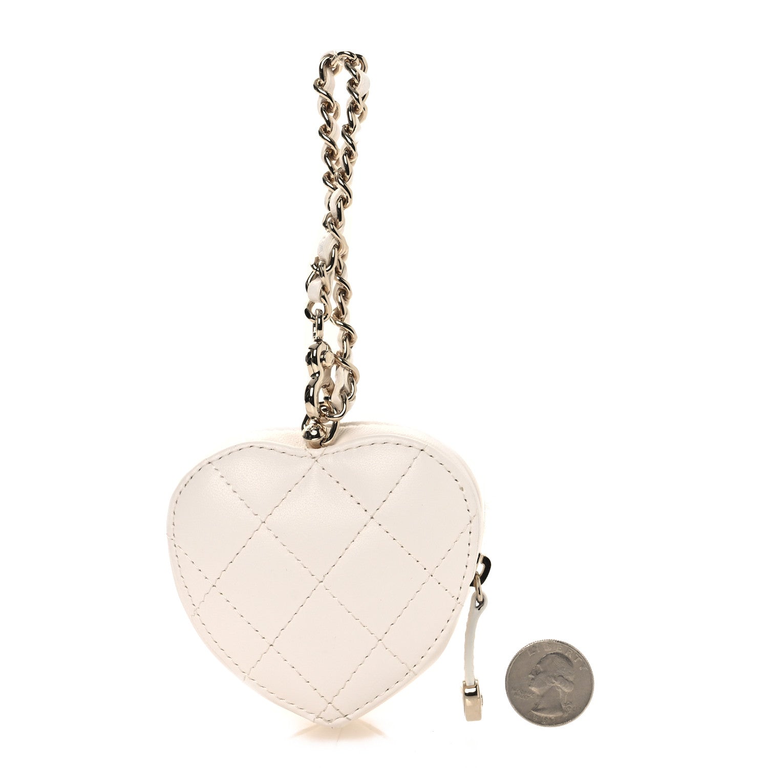 Chanel Lambskin Quilted CC Mini In Love Heart Bag Charm White 2 of 6