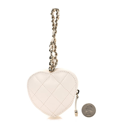 Chanel Lambskin Quilted CC Mini In Love Heart Bag Charm White 2 of 6