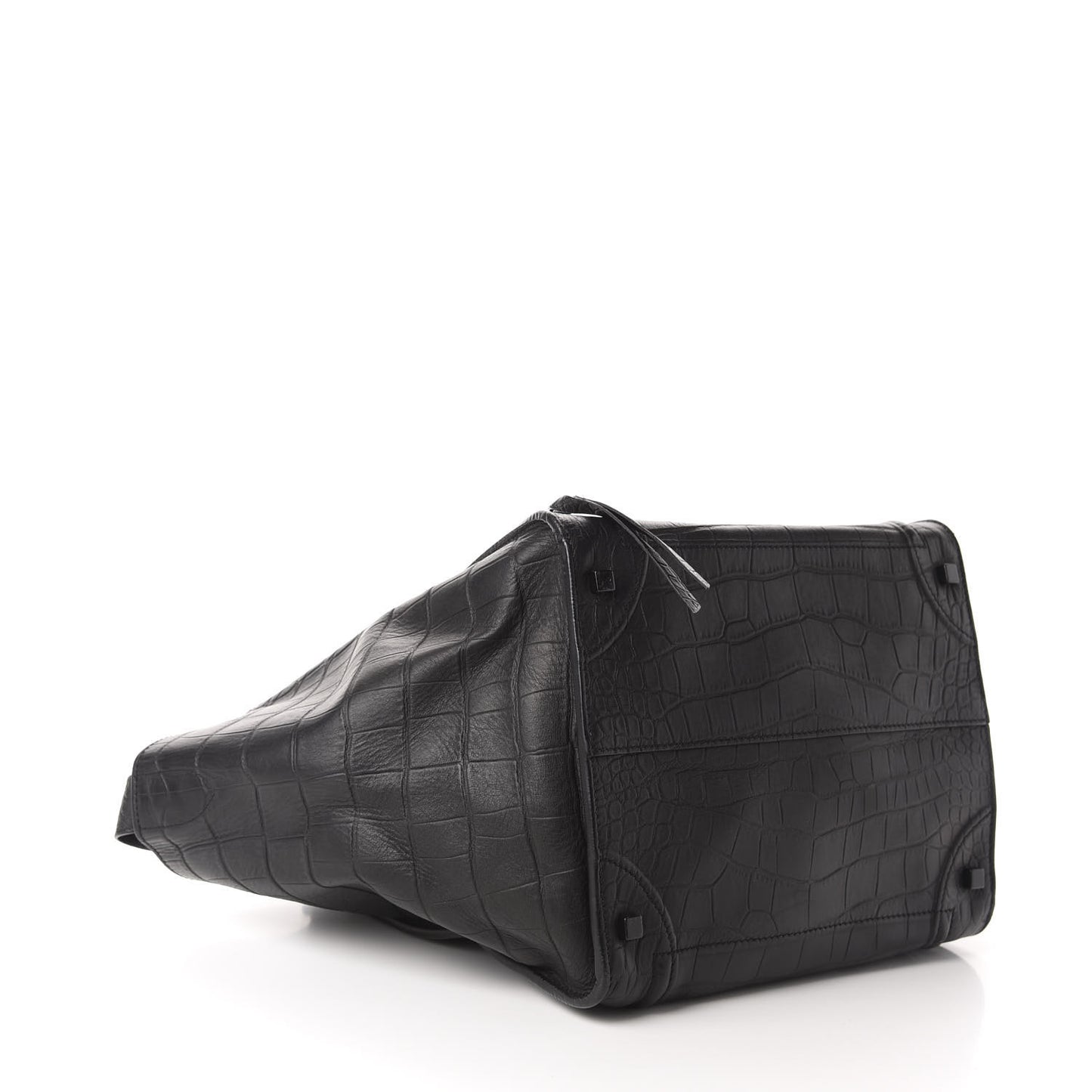Crocodile Embossed Calfskin Medium Phantom Luggage Black