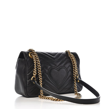 Gucci Calfskin Matelasse Small GG Marmont Shoulder Bag Black 2 of 12
