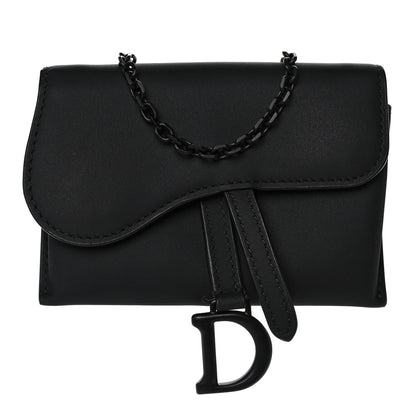 Christian Dior Ultra Matte Calfskin Nano Saddle Chain Pouch Black 1 of 12