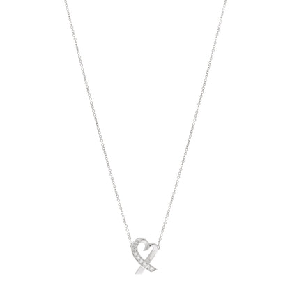 Tiffany 18k White Gold Diamond Small Paloma Picasso Loving Heart Necklace 1 of 5