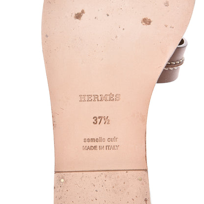 Hermes Calfskin Pique Oran Sandals 37.5 Brun Pallisandre 7 of 9