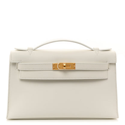 Hermes Swift Kelly Pochette Clutch White 1 of 11