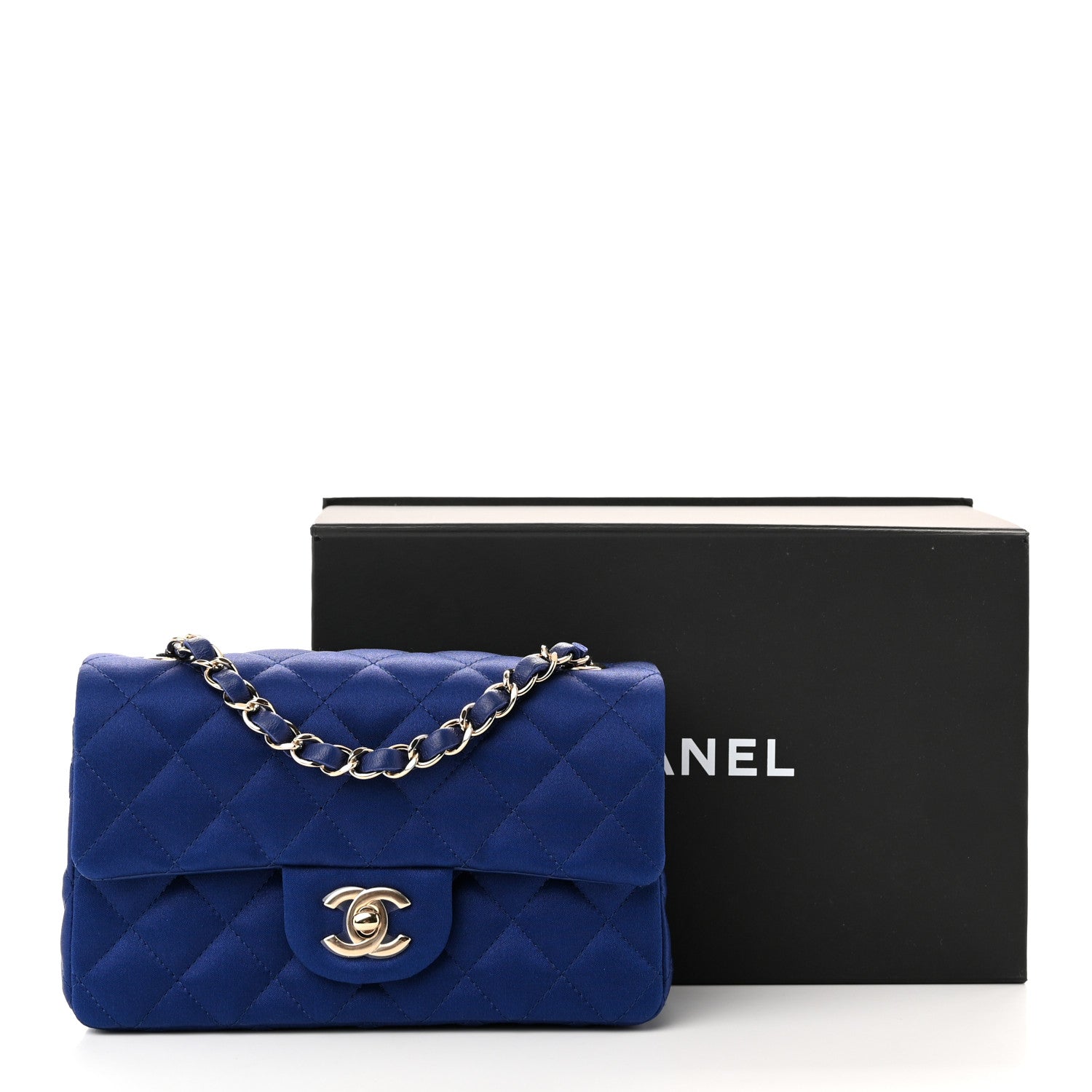 Chanel Satin Quilted Mini Rectangular Flap Blue 11 of 11