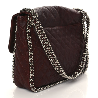 Chanel Washed Lambskin Quilted Chain Around Maxi Flap Dark Brown 2 of 10