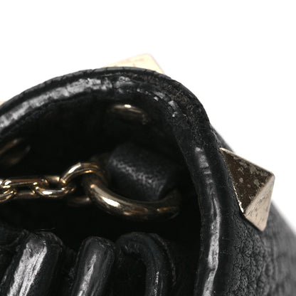 Valentino Garavani Pebbled Calfskin Rockstud Wallet On Chain Black 19 of 20