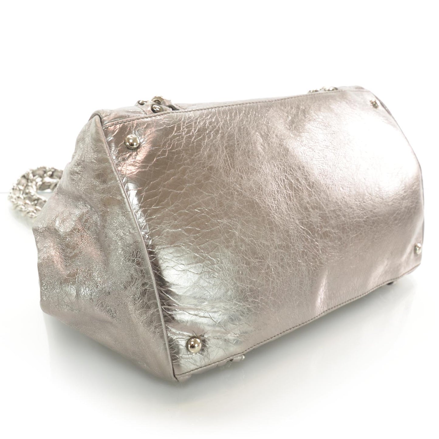 Leather Modern Chain Tote Metallic