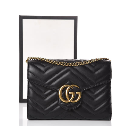 Gucci Calfskin Matelasse GG Marmont Chain Wallet Black 10 of 10