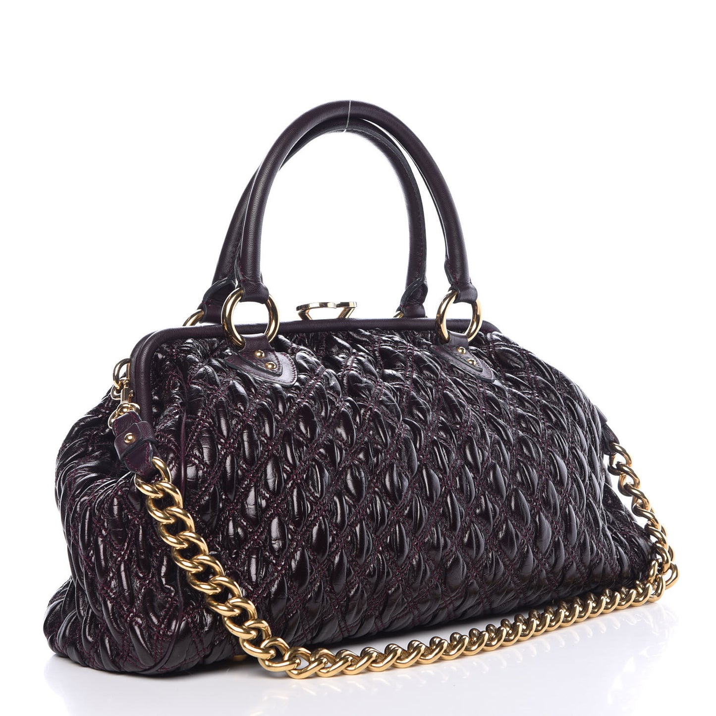 Calfskin Quilted Stam Plum