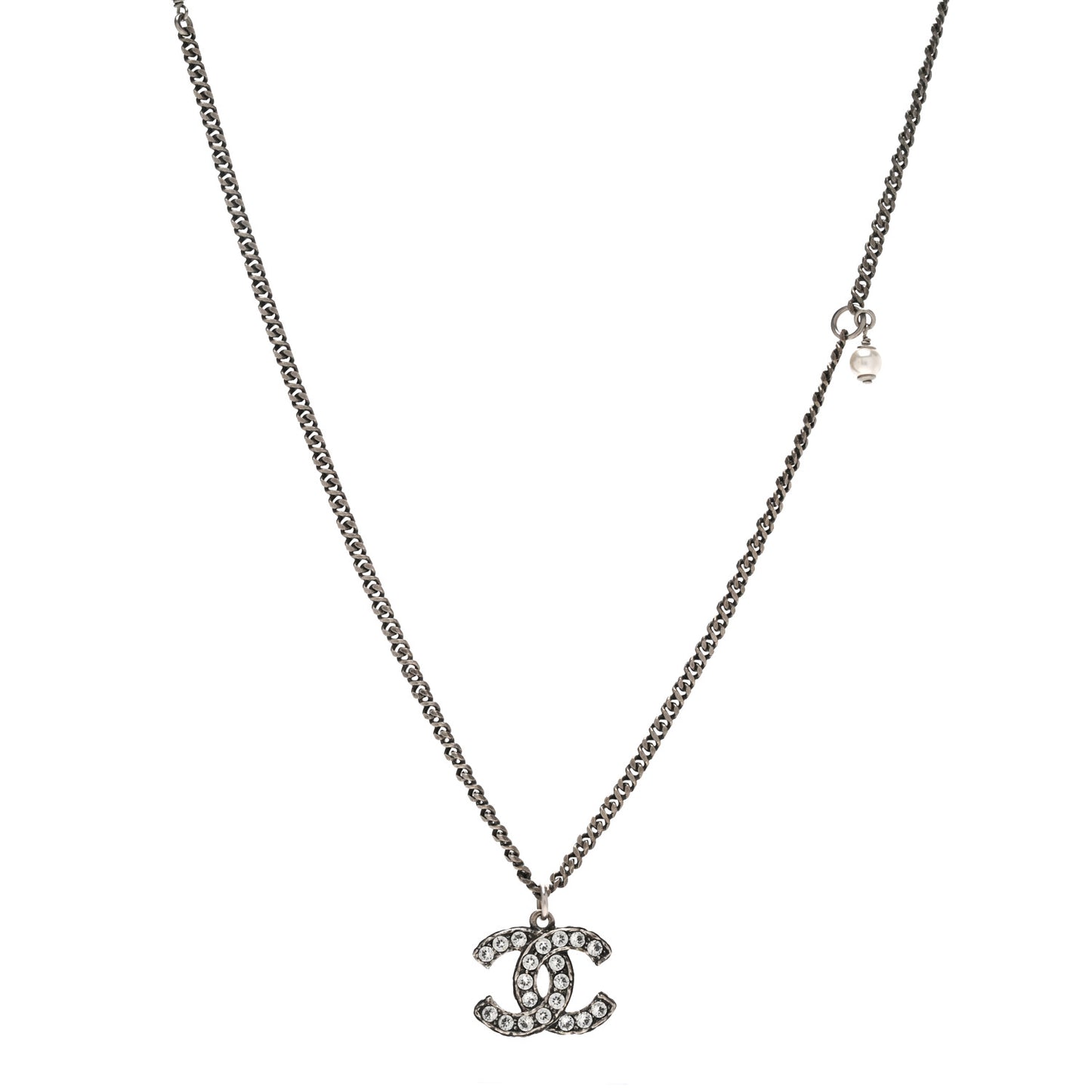 Crystal CC Pendant Necklace Silver