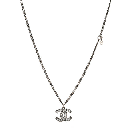 Chanel Crystal CC Pendant Necklace Silver 1 of 4