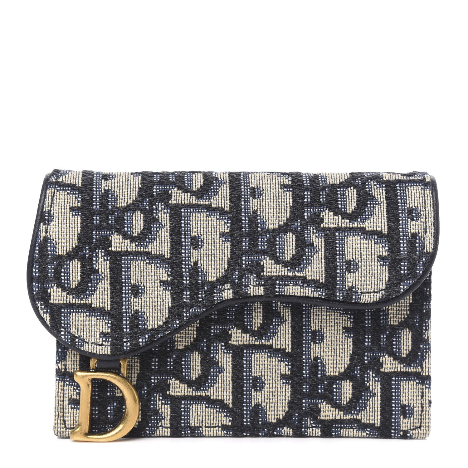 Christian Dior Oblique Saddle Card Holder Blue 1 of 7