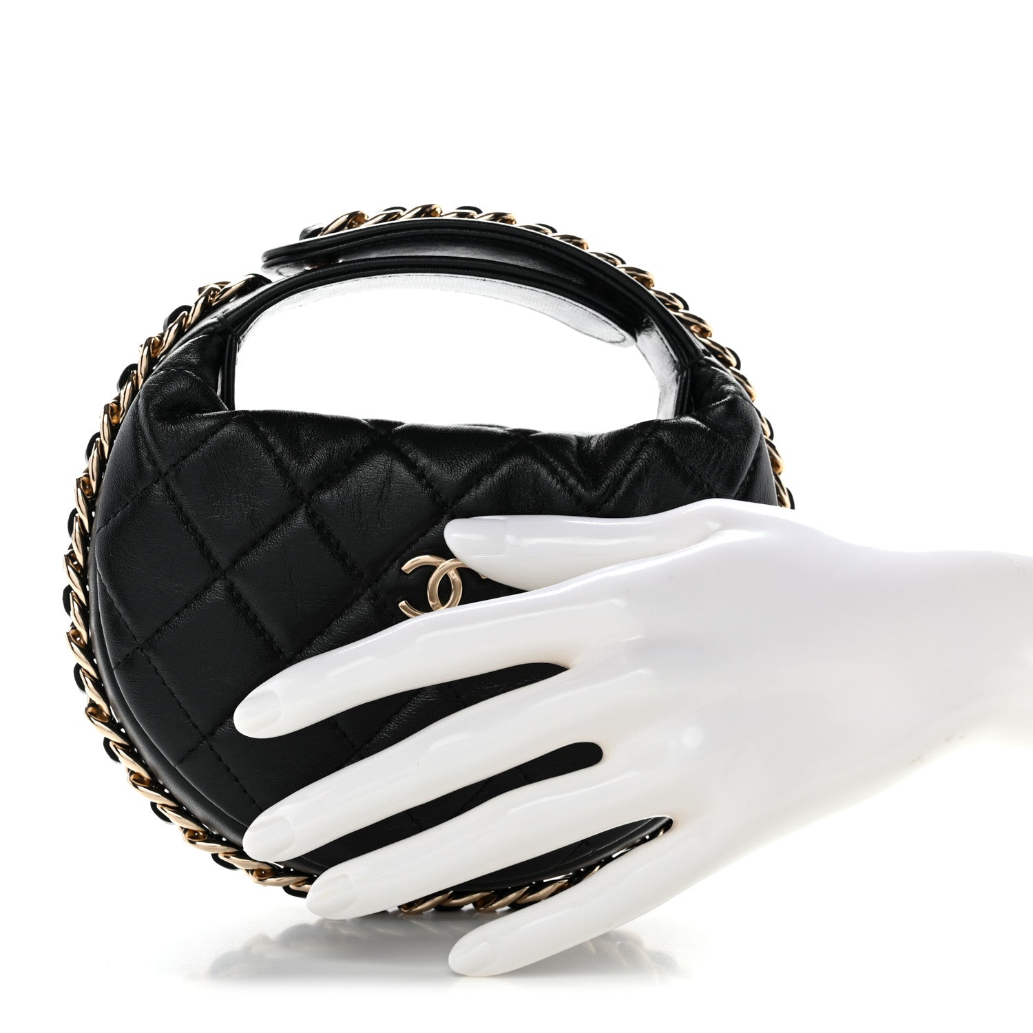 Chanel Lambskin Quilted Chain Around Pouch Black 2 of 7