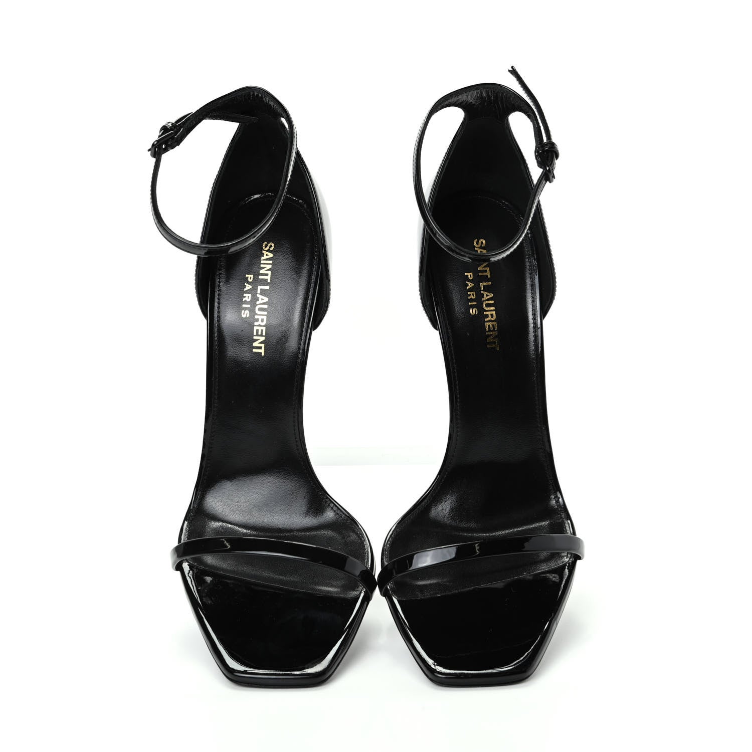 Saint Laurent Patent Calfskin Opyum Sandals 39.5 Black 5 of 11