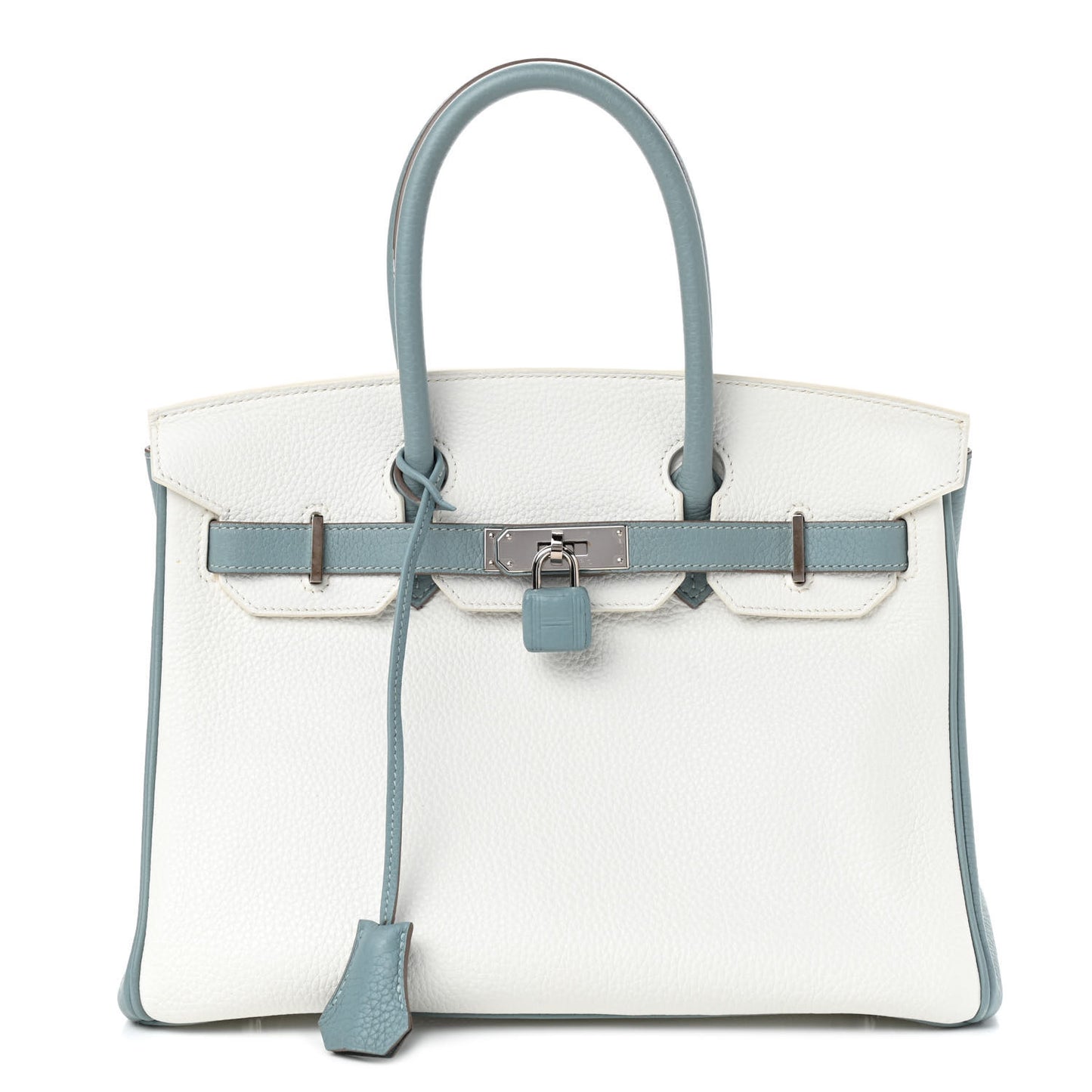Togo Bi-Color Horseshoe Birkin 30 White Ciel