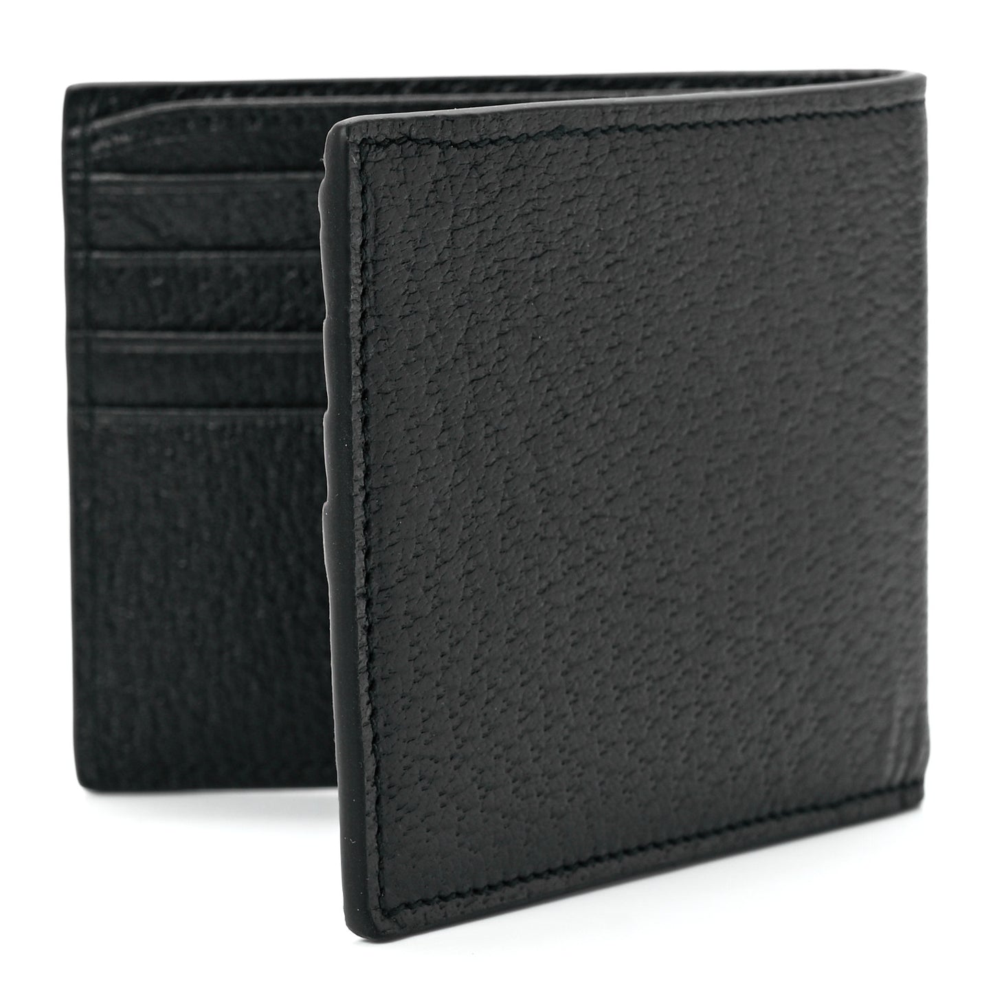 Calfskin Boar Effect GG Marmont Bi-Fold Wallet Black