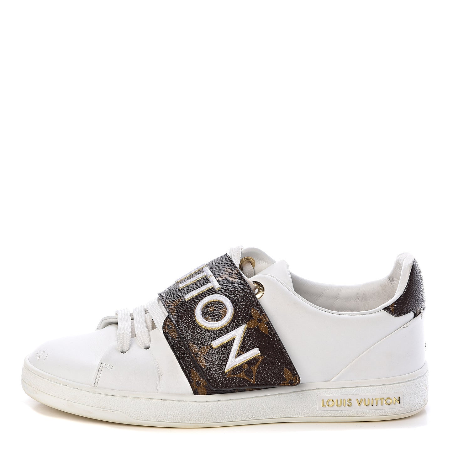 Calfskin Monogram Frontrow Sneakers 35 White