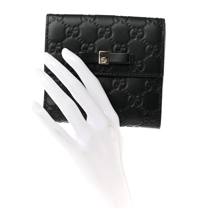 Gucci Guccissima Bow French Flap Wallet Chocolate Brown 2 of 8