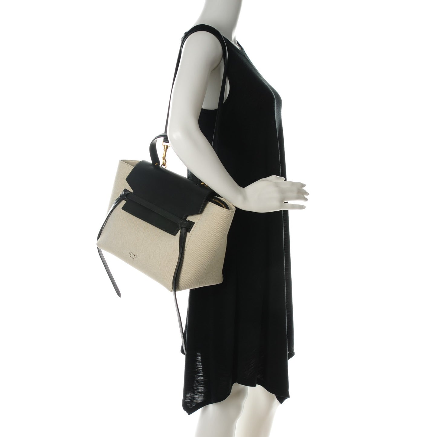Cotton Canvas Calfskin Mini Belt Bag Black