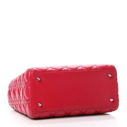Christian Dior Lambskin Cannage Medium Lady Dior Red 3 of 4