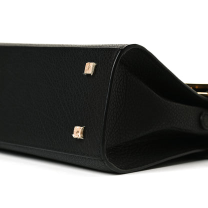 Delvaux Grained Calfskin MM Metal Frame Tempete Satchel Black 9 of 14