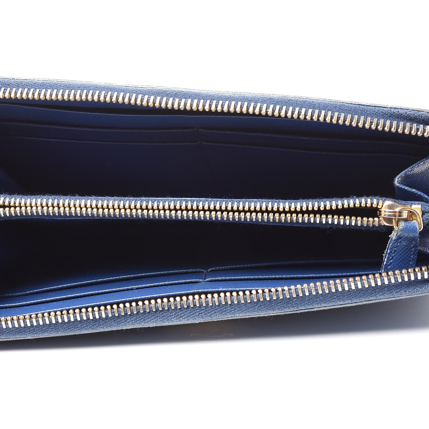 Prada Saffiano Metal Zip Around Wallet Bleuette 5 of 18