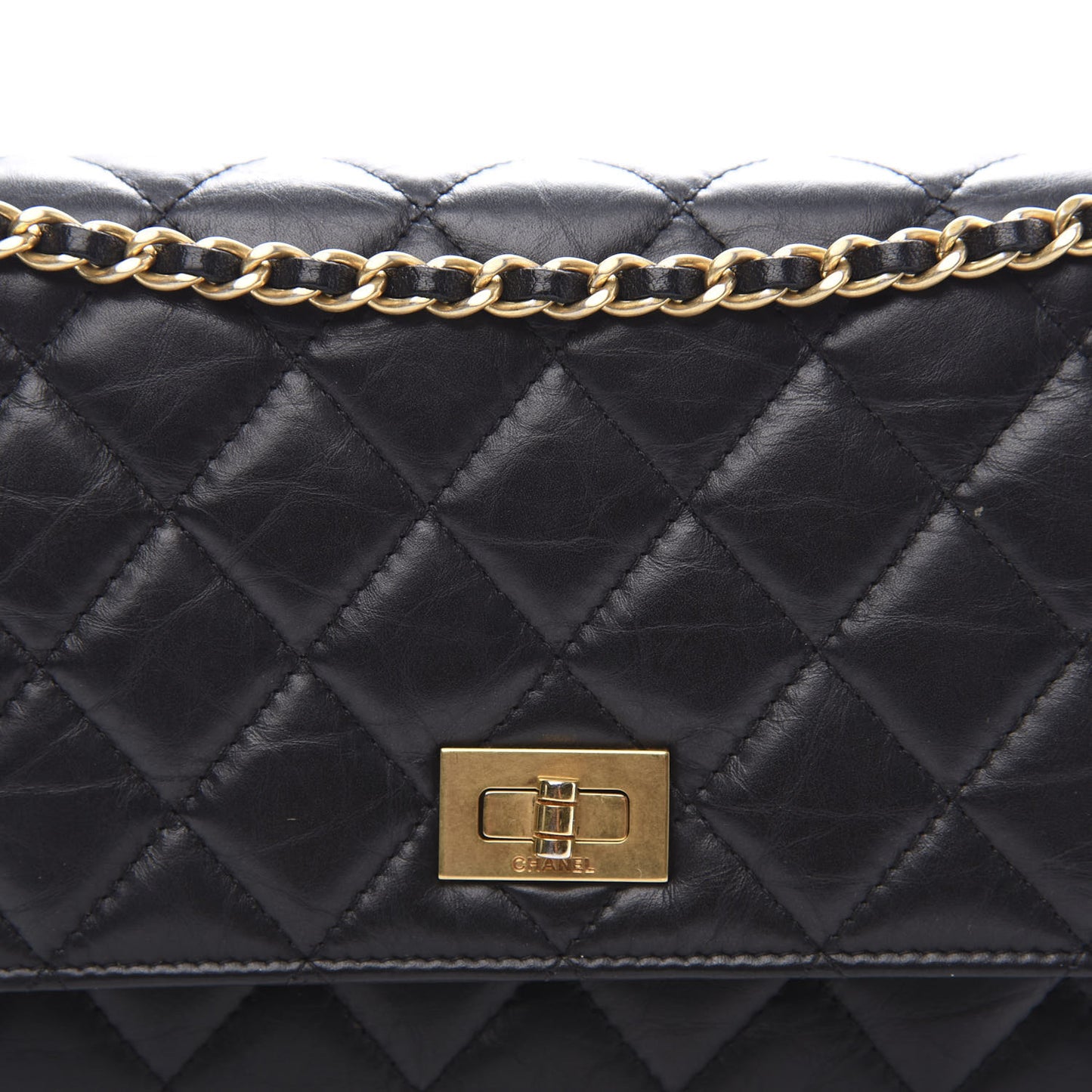 Aged Calfskin Quilted Reissue Wallet On Chain WOC Black