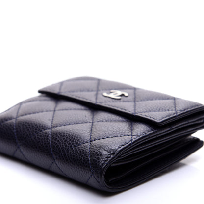 Chanel Caviar Quilted Compact French Flap Wallet Dark Blue 7 of 11