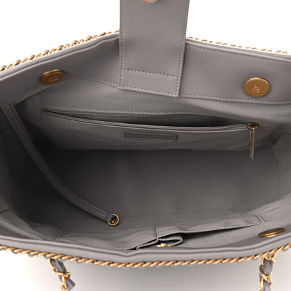Chanel Calfskin Quilted Chain Lines Shopping Tote Grey 5 of 9