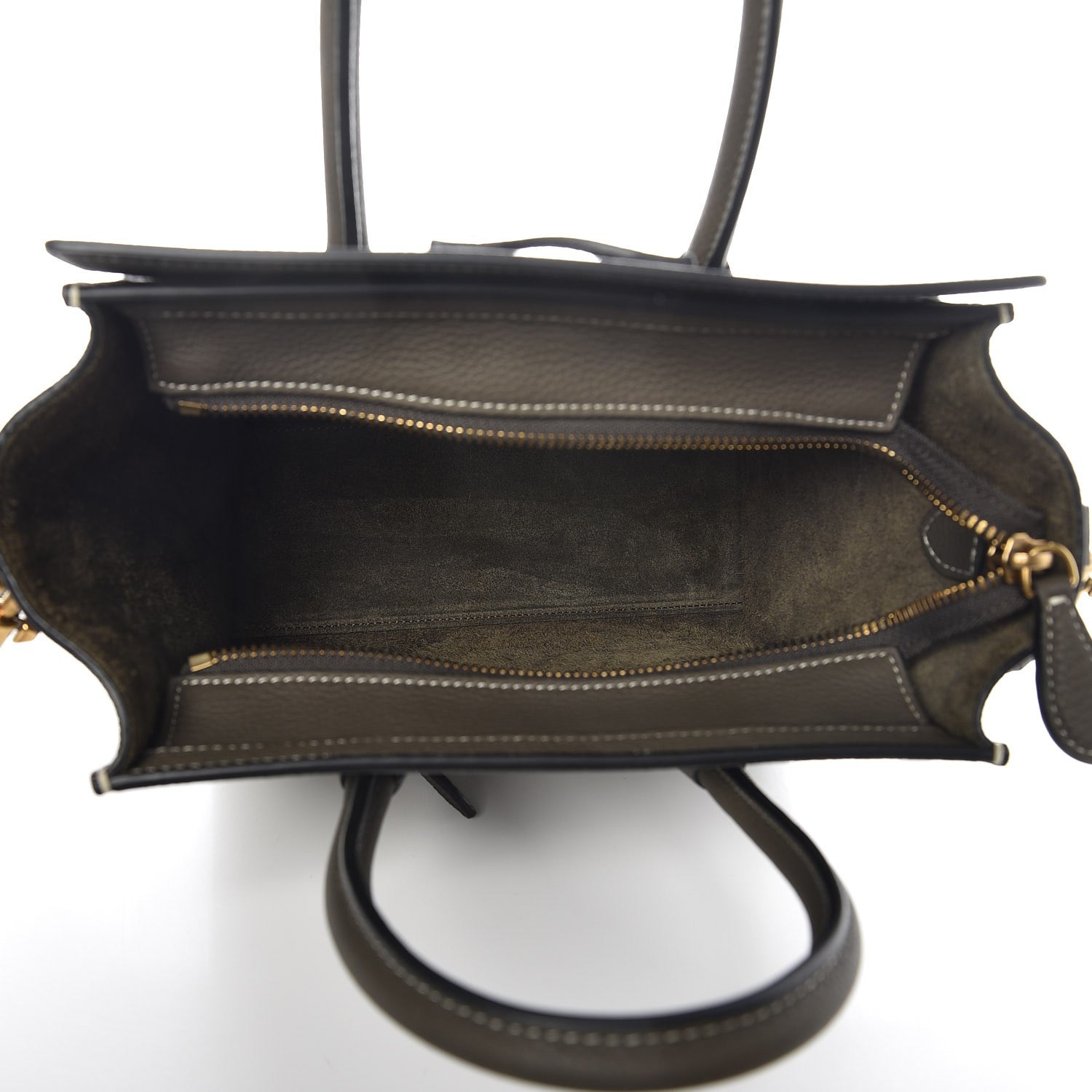 Celine Drummed Calfskin Nano Luggage Stone 6 of 9
