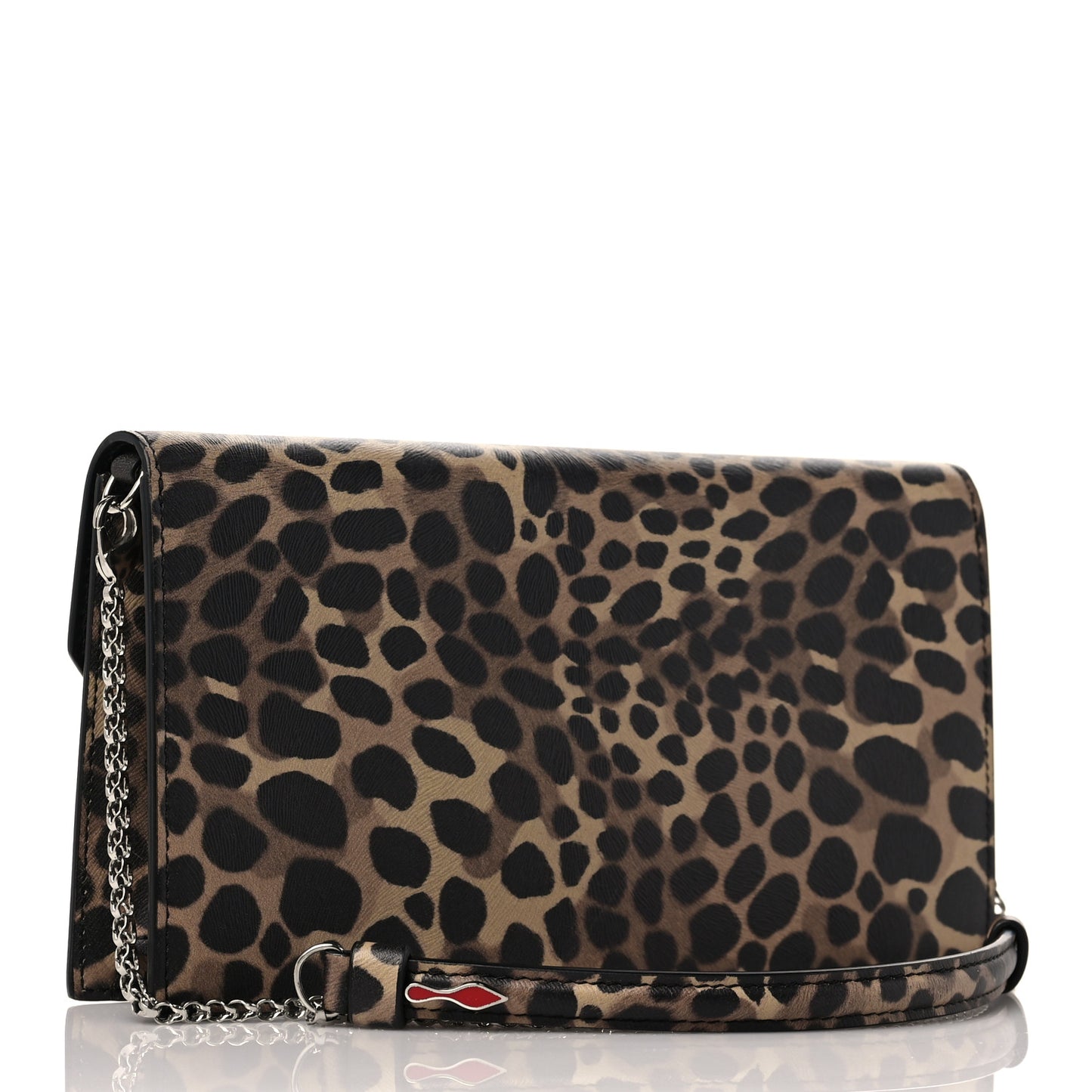Metallic Calfskin Leopard Print Loubi54 Crossbody Clutch Gold