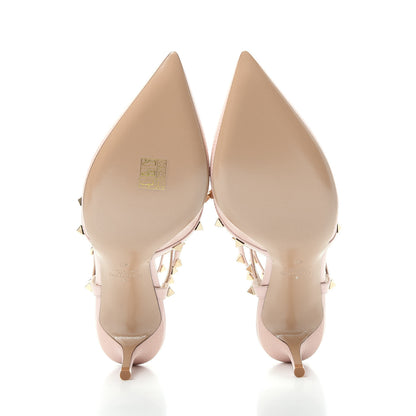 Valentino Garavani Pebbled Calfskin Rockstud Ankle Strap Low Heel Pumps 40 Rose Quartz 6 of 9