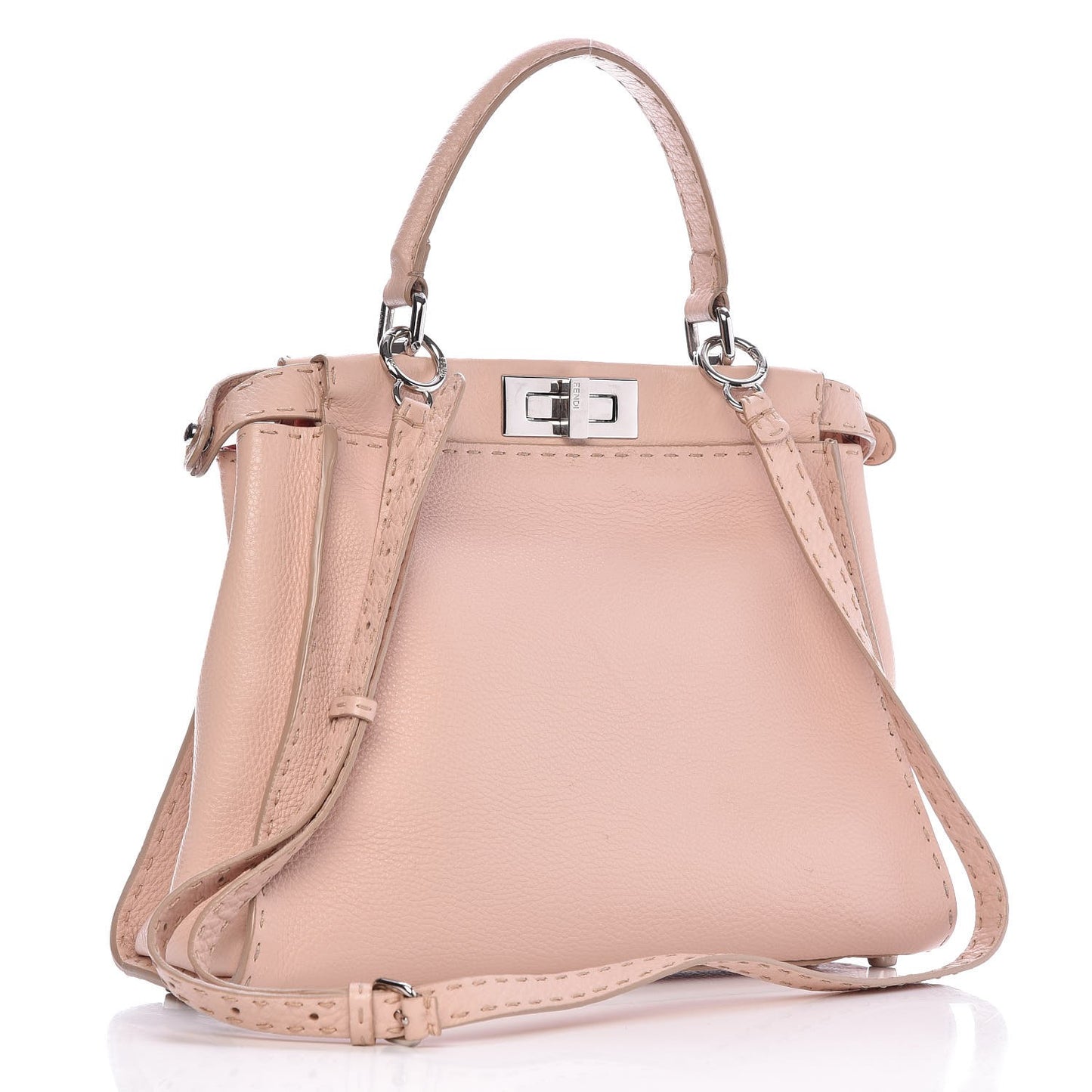 Cuoio Romano Selleria Bi-Color Medium Peekaboo Iconic Satchel Rosa Plaster Pesca