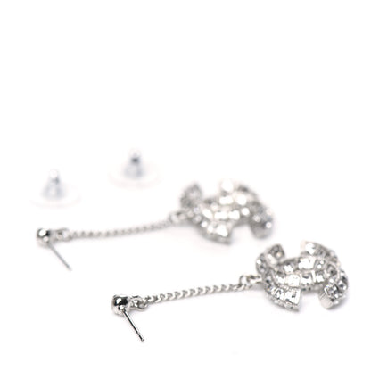 Chanel Baguette Crystal CC Drop Earrings Silver 3 of 3