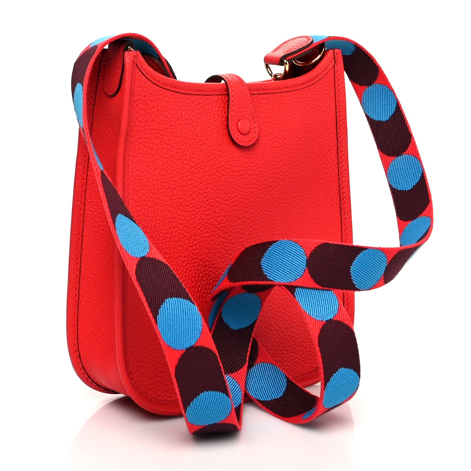 Hermes Taurillon Maurice Flipperball Sangle Evelyne TPM Rouge De Coeur Bleu Frida 3 of 9