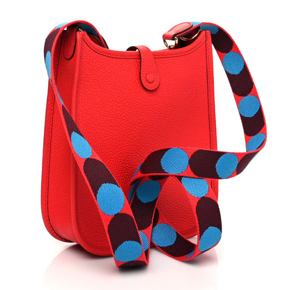 Hermes Taurillon Maurice Flipperball Sangle Evelyne TPM Rouge De Coeur Bleu Frida 3 of 9