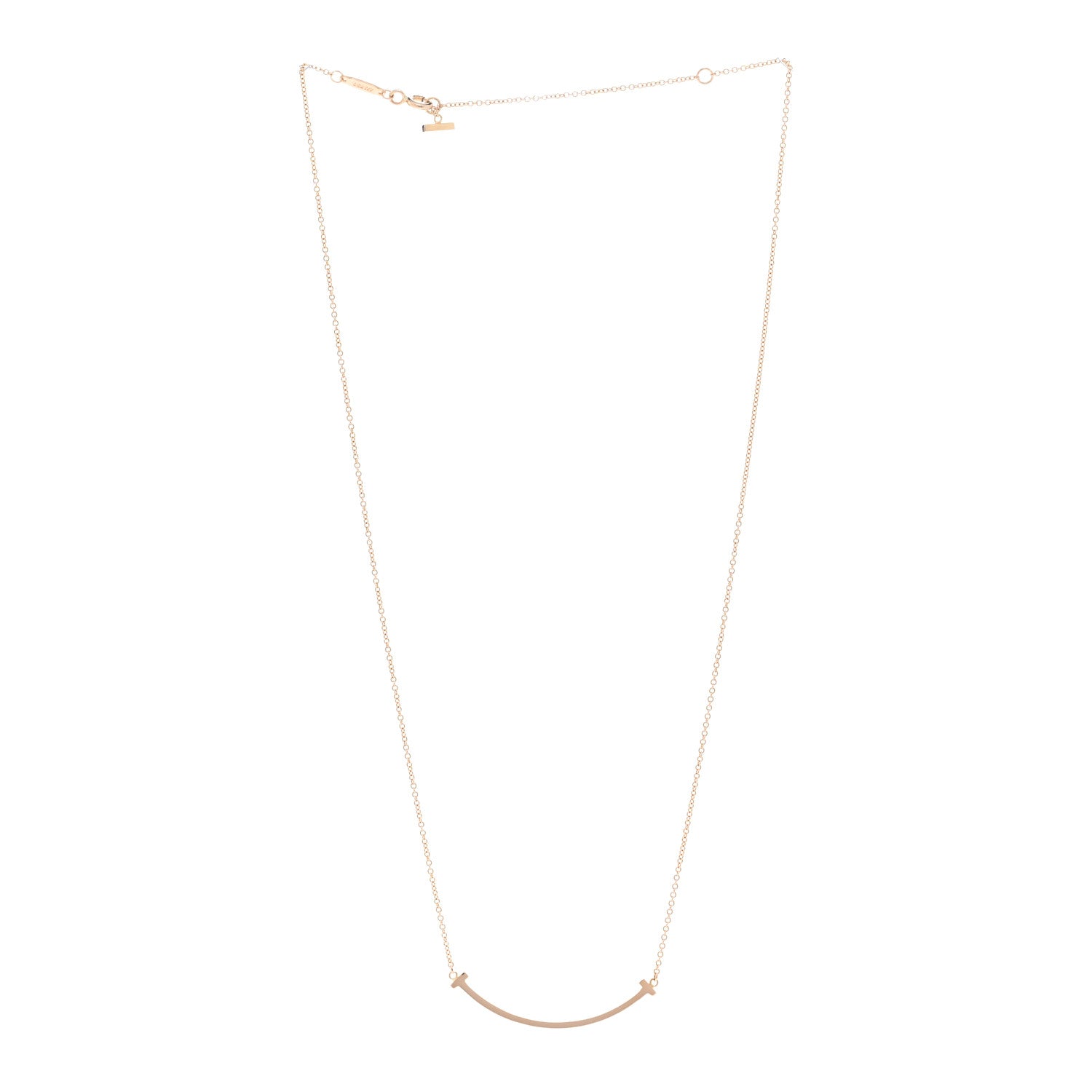 Tiffany 18K Yellow Gold Small T Smile Pendant Necklace 3 of 4