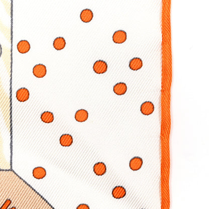 Hermes Silk Le Premier Chant Scarf 90 Orange White Bleu 6 of 7