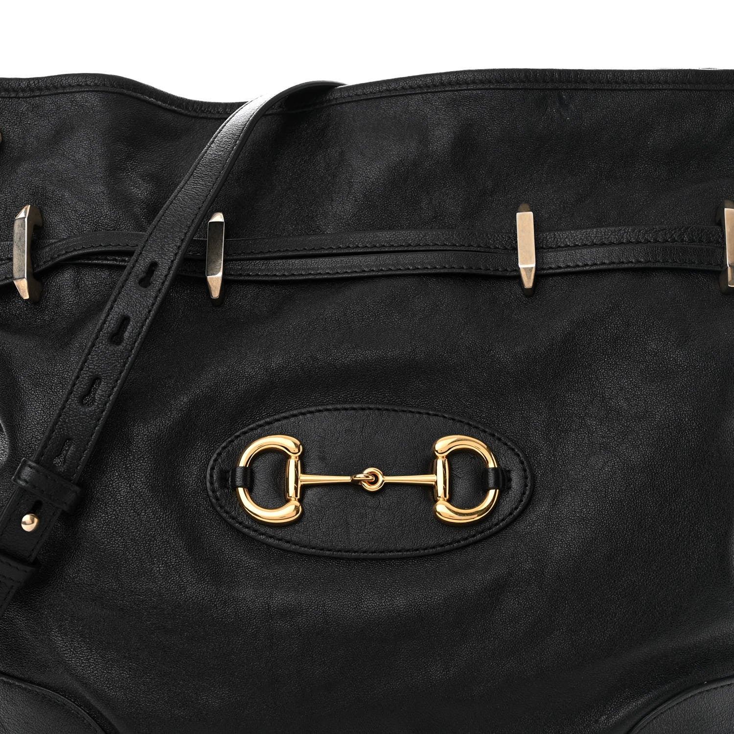 Gucci Sakai Calfskin Horsebit 1955 Cinch Top Messenger Bag Black